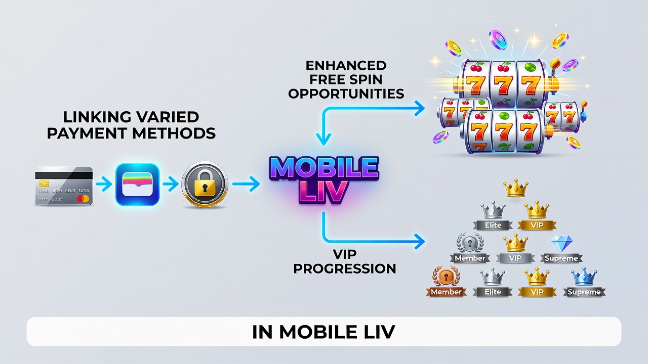VIP-Progressionspfad in einer mobilen Jackpot-App mit Zahlungssymbolen und Freispiel-Belohnungen