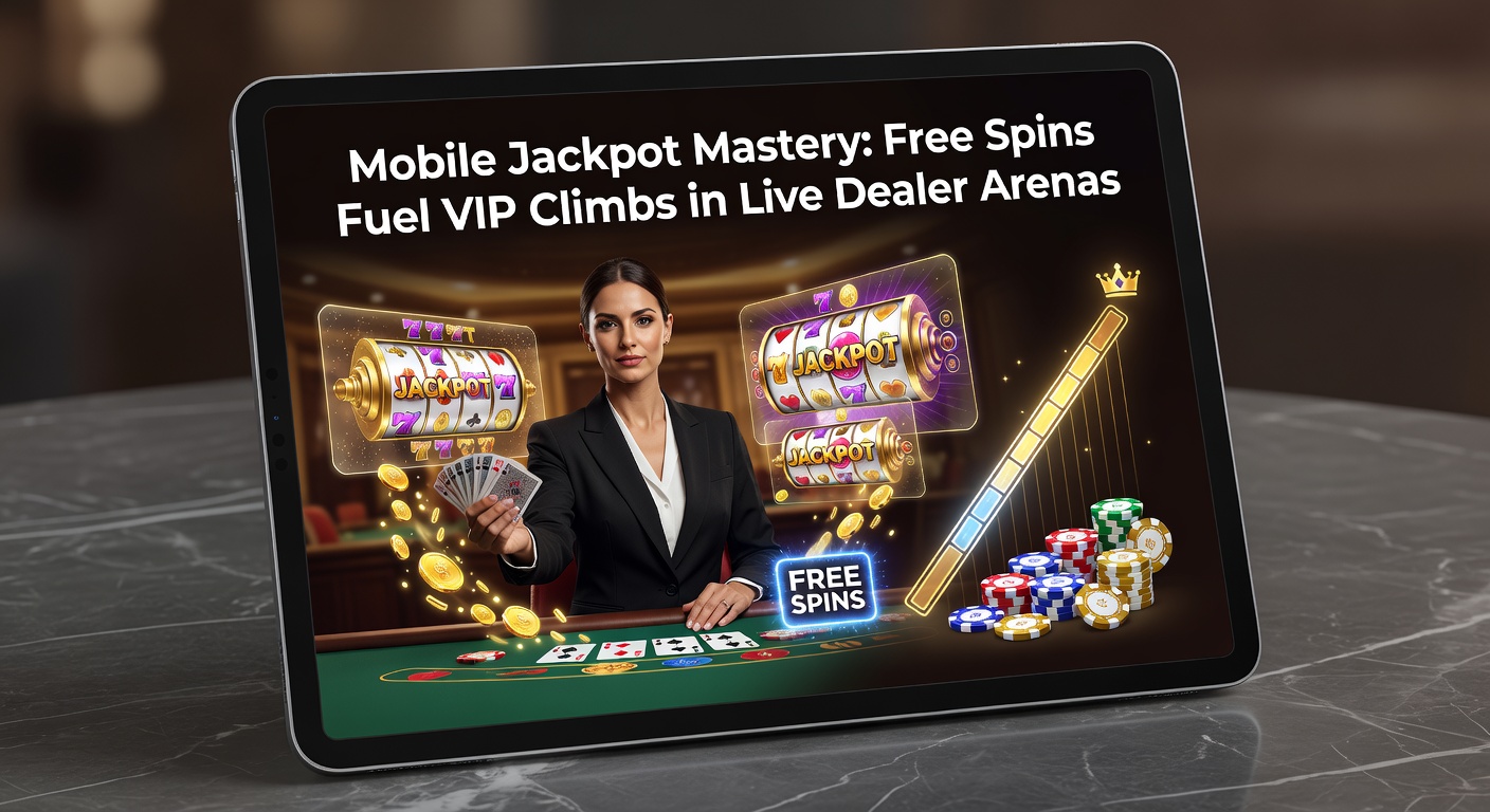 Smartphone mit laufendem Live-Dealer-Spiel und drehendem Jackpot-Rad auf hellem Bildschirm, umgeben von VIP-Symbolen und Free-Spin-Icons
